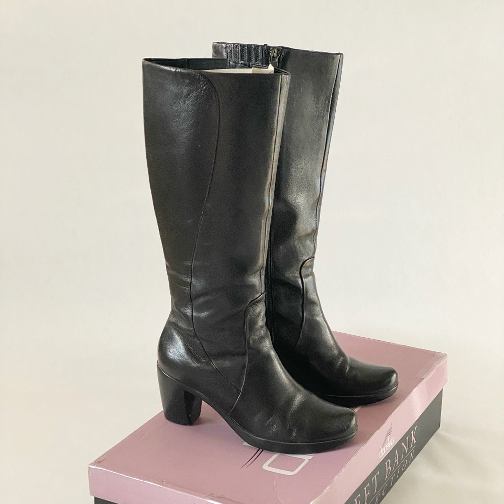 Dansko Tyra Knee High Leather Boots Black EU 39 US 8.5-9 Tall Boot